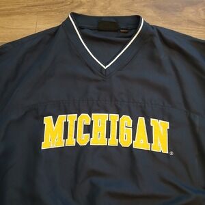 Michigan Wolverines Jacket Mens 2XL XXL Blue J2 Pullover Embroidered Spell‎ Out